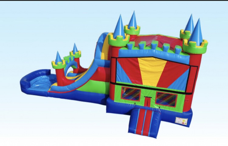 27ft colorful castle module bounce house with slide Wet