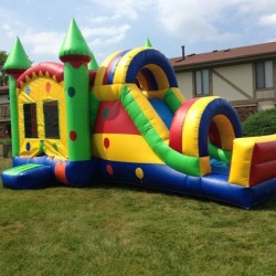 27ft castle Balloon combo bounce house with slide Wet